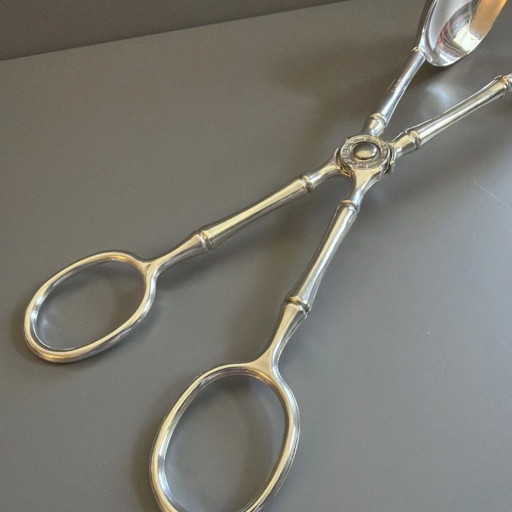 Vintage Silverplate E.P. Zinc Landes Italy Salad Tongs 9 1/4 